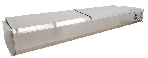 Omcan RS-CN-0009-PSS 79-inch Refrigerated Topping Rail with Stainless Steel Cover, item 46497