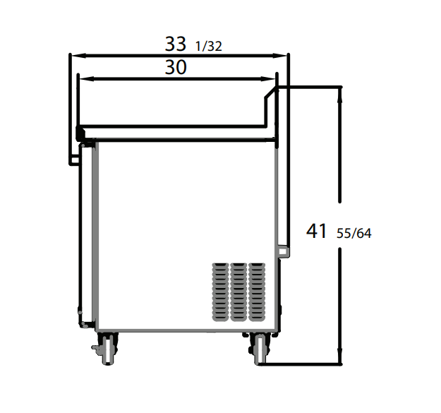 Blue Air BLUR28-WT-HC 1 Door Work Top Refrigerator, 28" Wide, 7 Cu. Ft., Stainless Steel