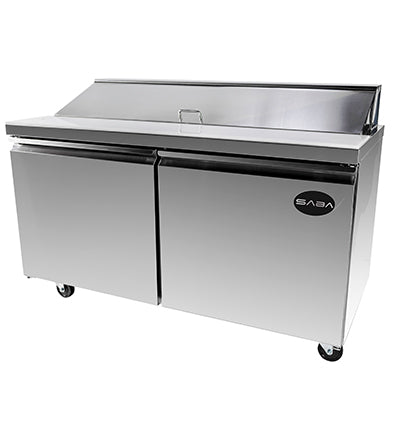 SABA SPS-60-16 60" Two Door Sandwich Prep Table with Pans Stainless Steel