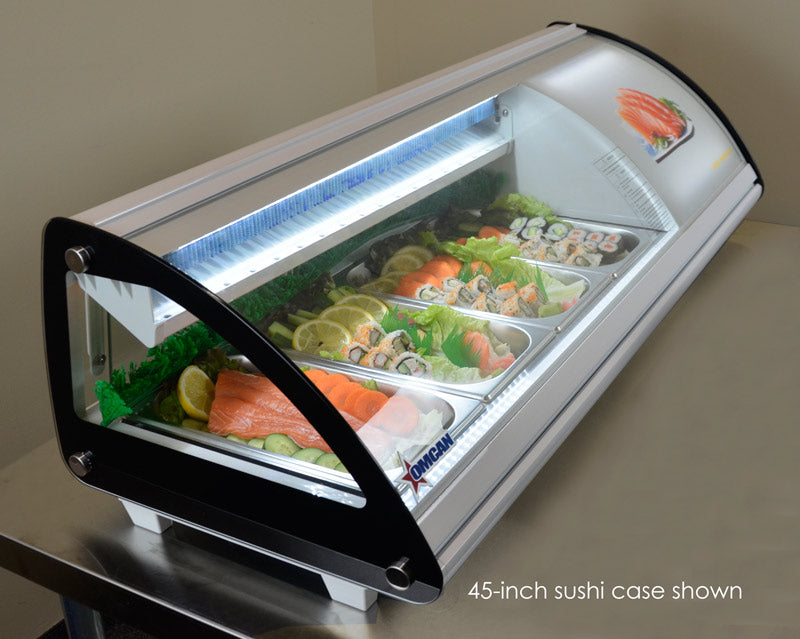 Omcan RS-CN-0063-SC 52-inch Sushi Showcase with Curved Glass with 52 L Capacity, item 43224