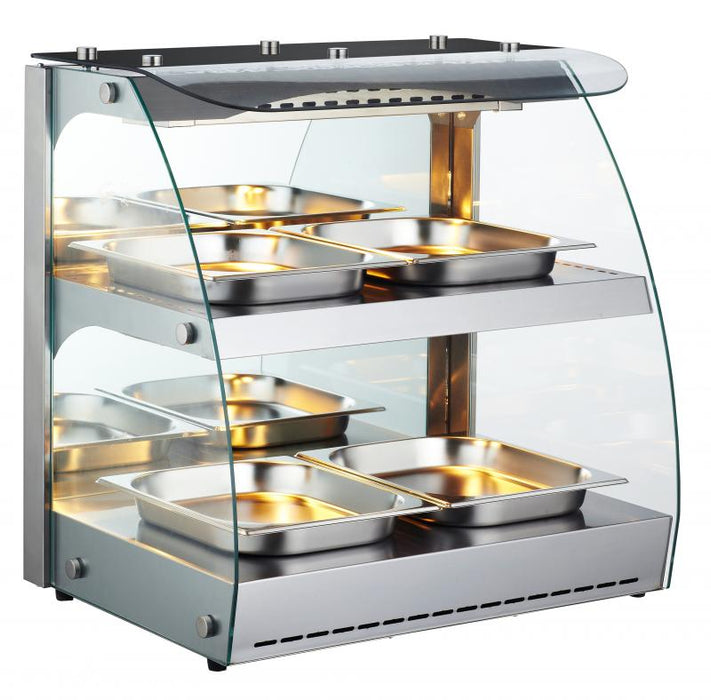 Omcan FW-CN-0100-C 25-inch Double-Shelf Full Service Heated Display Case with 100L capacity, item 43121