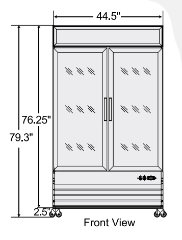Bison BGM-35 2 Glass Door Reach-in Refrigerator, 35 cu. ft.