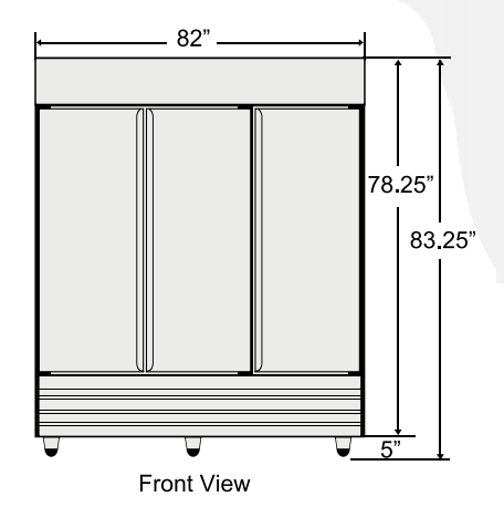 Bison BRF-71 3 Door Stainless Reach-in Freezer, 71.0 cu. ft.