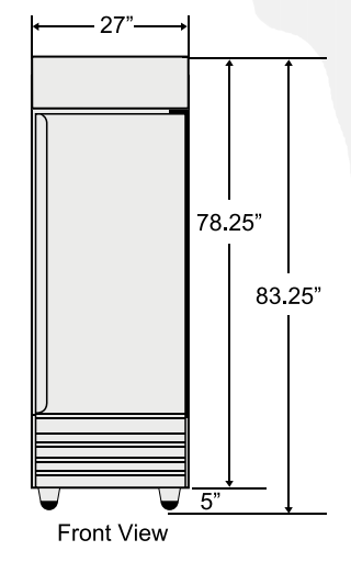 Bison BRR-21 1 Door Stainless Reach-In Refrigerator, 21.0 cu. ft.