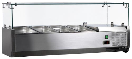 Omcan RS-CN-0004-P 47-inch Refrigerated Topping Rail with Glass Guard, item 46679