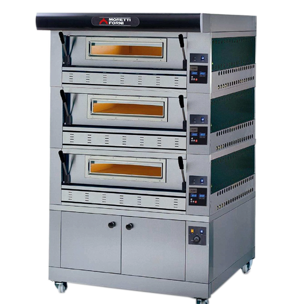 Moretti Forni P110G A3X Triple Deck Gas Pizza Oven, 44" X 29" X 7" Deck Measurement