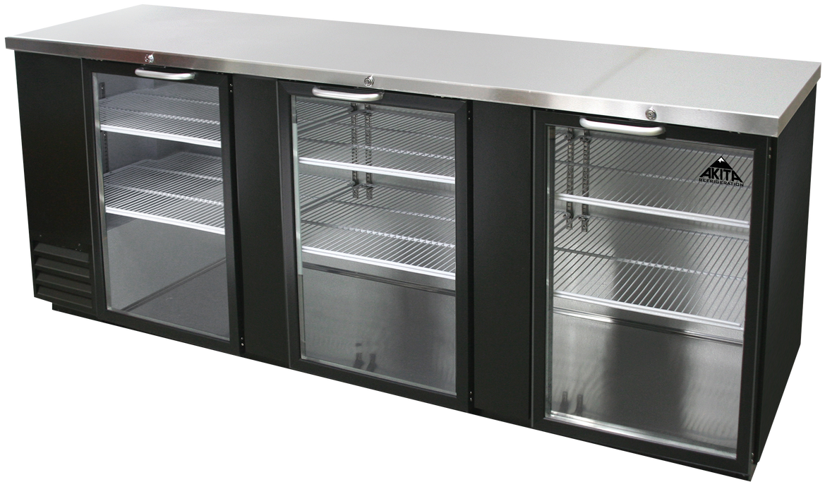 Akita AGBB-95 95" Back Bar Cooler, 3 Solid Doors, Stainless Steel