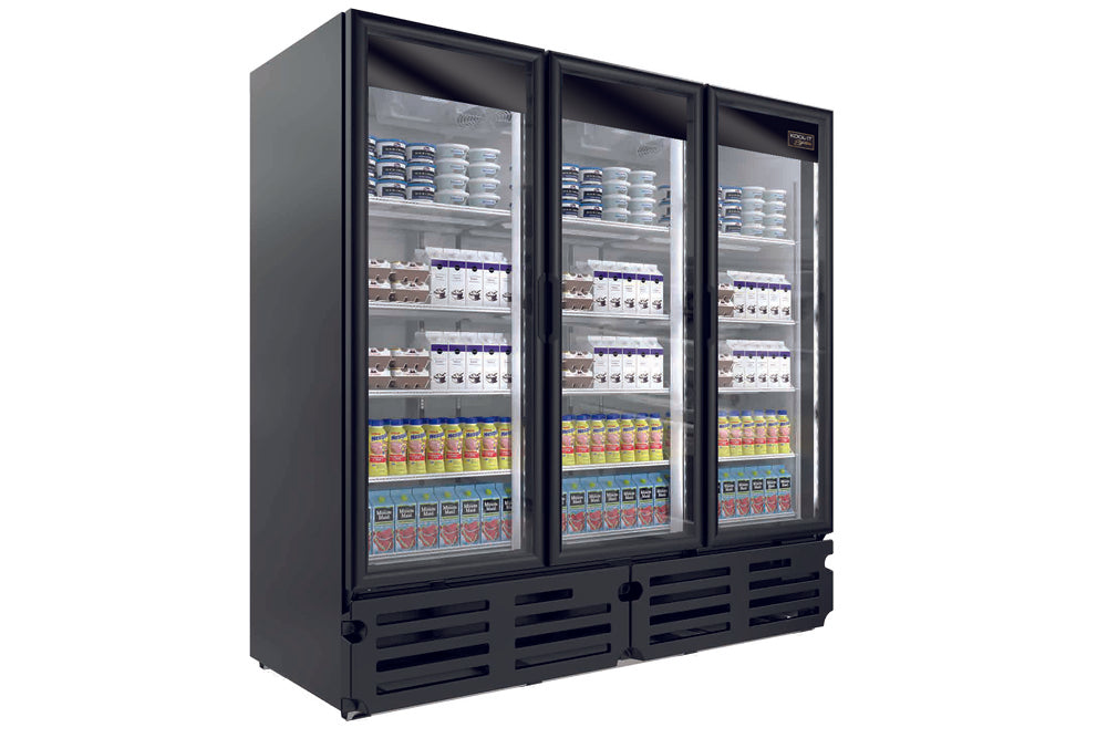Kool-It LX-74RB 78 3/4” Triple Glass Door Merchandiser Refrigerator, 66.3 Cu Ft
