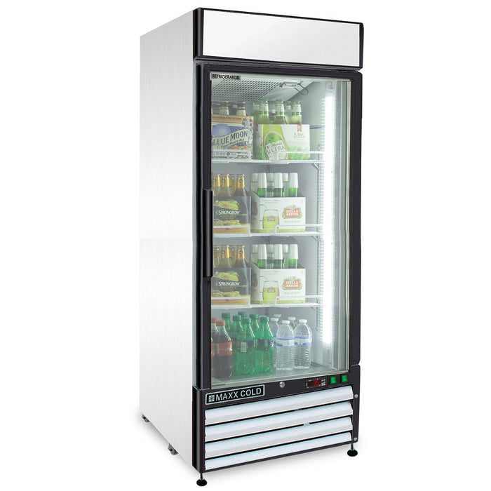 MXM1-16RHC Maxx Cold Single Door, Glass Door Refrigerator Merchandiser, White, 16 Cu ft