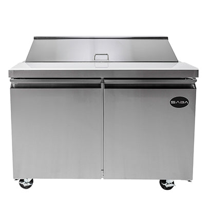 SABA SPS-48-12 48" Two Door Sandwich Prep Table with Pans Stainless Steel