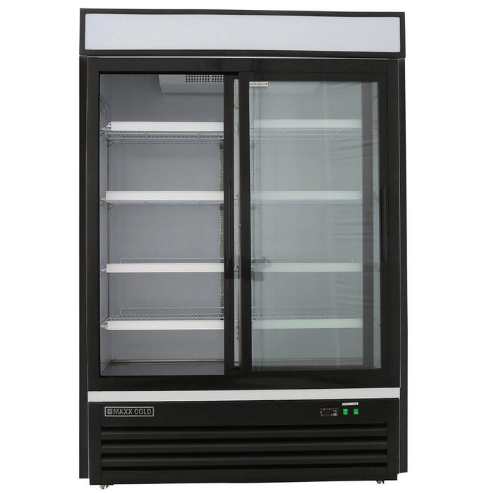 MXM2-48RSBHC Maxx Cold Double Door, Sliding Glass Refrigerator Door Merchandiser, Black, 48 Cu ft