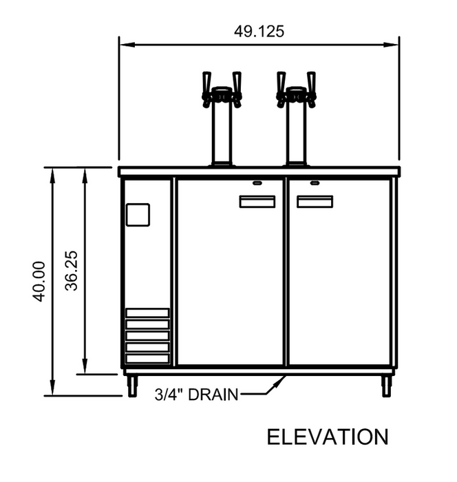 Arctic Air ADD48R-2 49" Two Door Double Tap Black Direct Draw Beer Dispenser, 12.5 Cu. Ft.