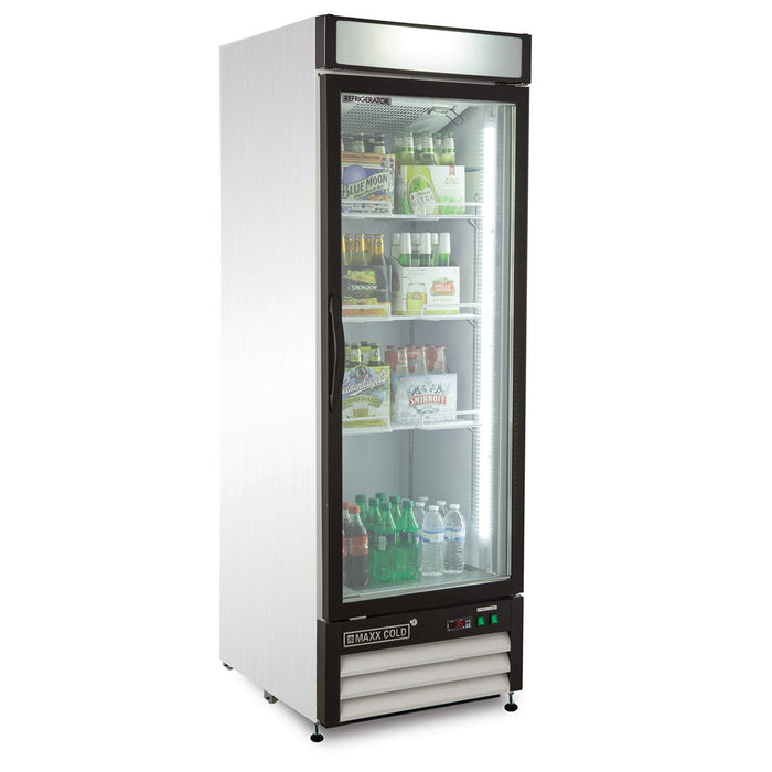 MXM1-23RHC Maxx Cold Single Door, Glass Door Refrigerator Merchandiser, White, 23 Cu ft
