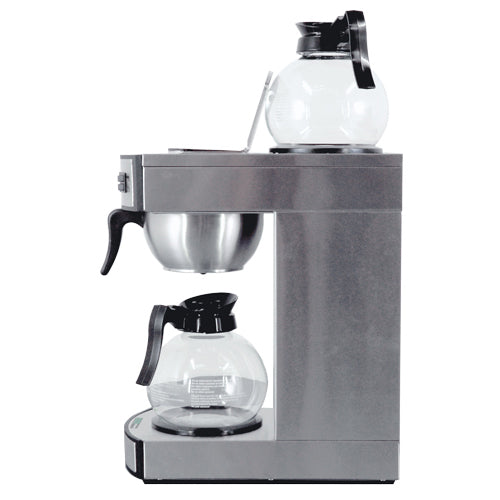 Omcan CM-TW-0002-D Stainless Steel Coffee Maker with 2 Glass Decanter – 2.2 L tank capacity, item 44313