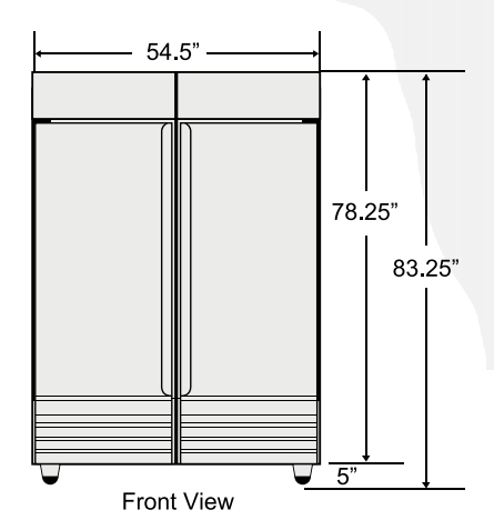 Bison BRF-46 2 Door Stainless Reach-In Freezer, 46.0 cu. ft.