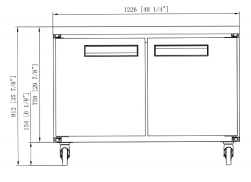Dukers DUC48R 2-Door Undercounter Refrigerator in Stainless Steel, 48.125" Wide
