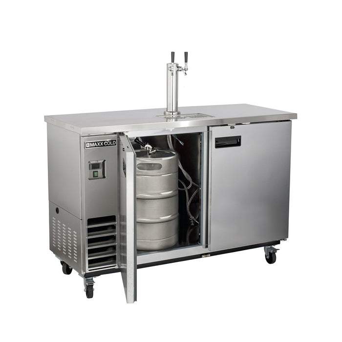 MXBD48-1SHC Maxx Cold Two Keg, One Tower Beer Dispenser, Stainless Steel, 48” Wide