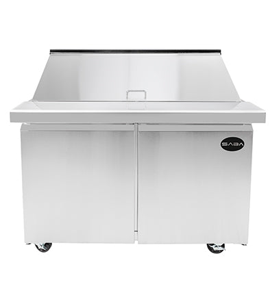 SABA SPS-48-18M 48" Two Door Mega Prep Table with Pans Stainless Steel
