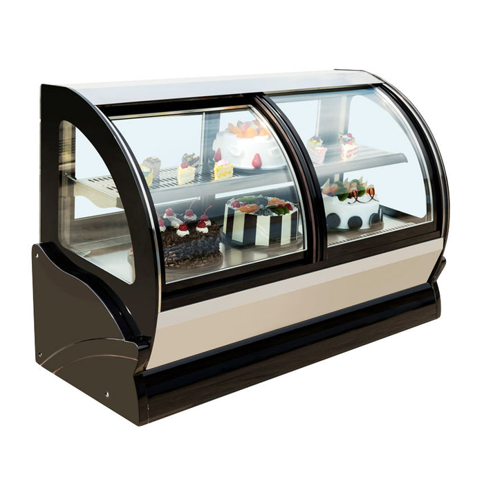 Omcan RS-CN-0240-D 59-inch Countertop Curved Glass Refrigerated Display with Dual Access and 240 L capacity, item 46806