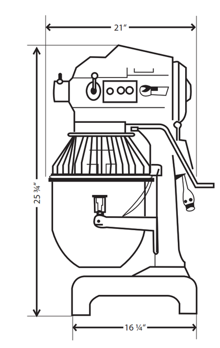 Precision AV-02 20 Quart Planetary Mixer, 3 Speed, Heavy Duty 1/2 HP Motor, Single Phase