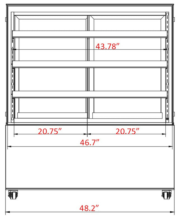 Marchia MBT48-ST 48" High Straight Glass Refrigerated Bakery Display Case, 3 Shelved