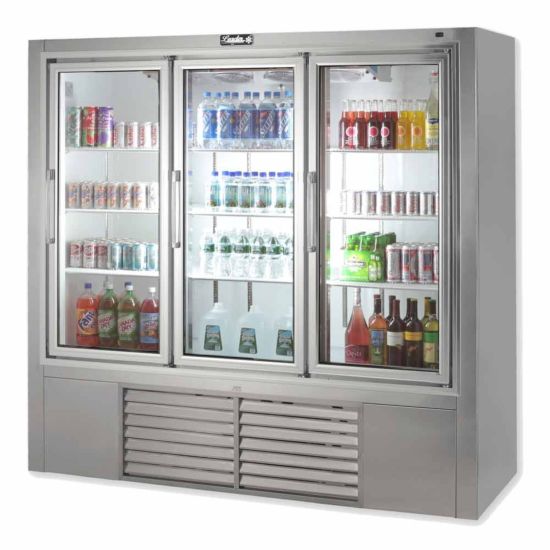 Leader Refrigeration ESPS79-R 79" 3 Remote Swing Glass Door Soda Case with 4 x 2 Shelves
