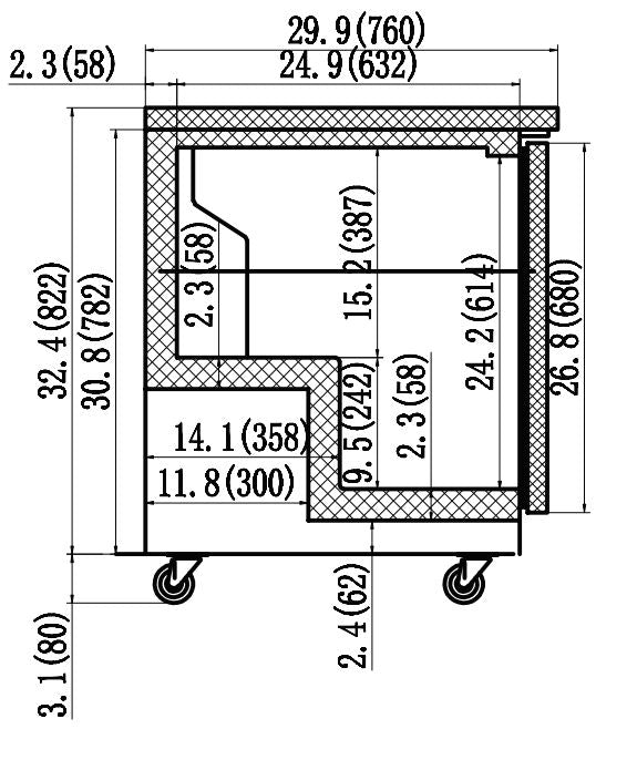 IKON IUC61R Undercounter Refrigerator, 61.2" Wide, 13.2 Cu. Ft.