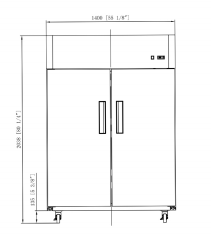 Dukers D55AR Commercial 2-Door Top Mount Refrigerator in Stainless Steel, 55.125" Wide