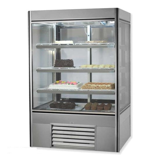 Leader Refrigeration NPS60DS-D 60" Dry Non-Refrigerated Four View Glass Display Case, 2 Swing Door and 4 X 2 Shelves