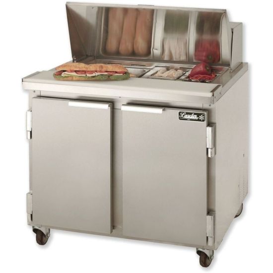 Leader Refrigeration ESLM36 36" Sandwich Prep Table Cooler, 2 Door and 2 Shelf