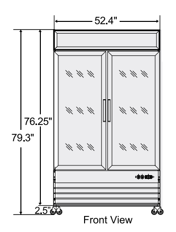 Bison BGM-49 2 Glass Door Reach-in Refrigerator, 48 cu. ft.