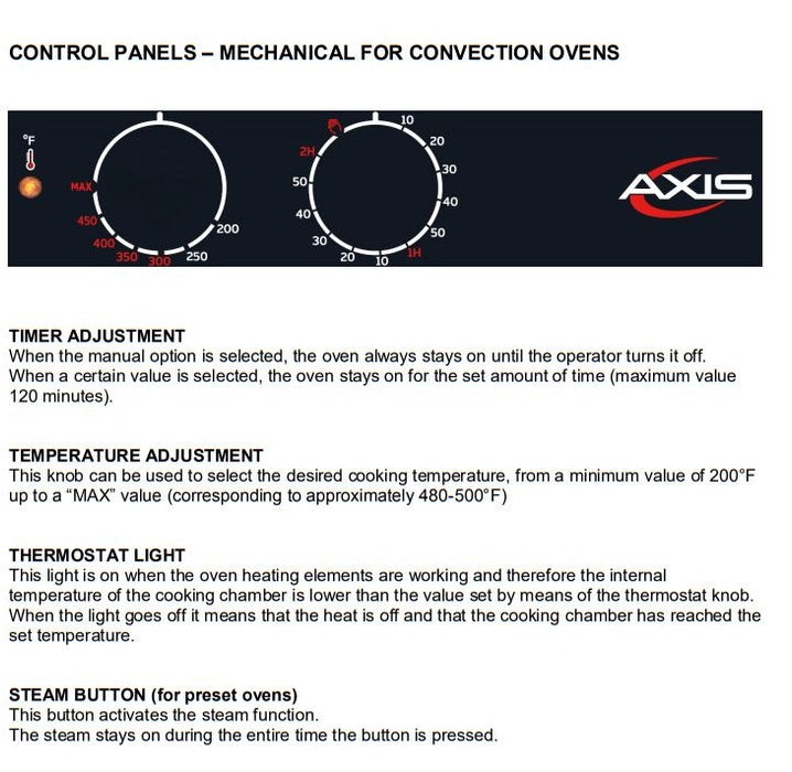 Axis AX-CL10M Full Size Combi Oven Manual Controls - Reversing Fans - 10 Shelves