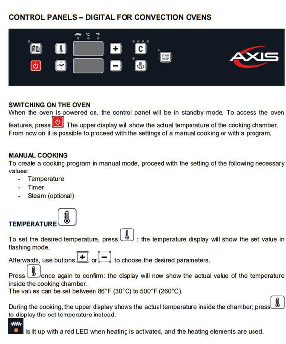 Axis AX-824RHD Full Size Convection Oven with Humidity Digital controls - Reversing Fans - 4 shelves