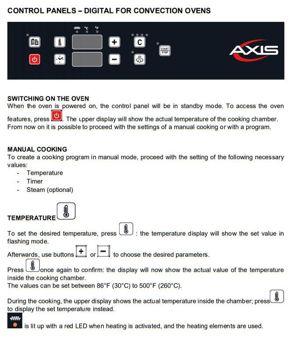 Axis AX-514RH Half Size Convection Oven with Humidity
Manual Controls - Reversing Fan - 4 shelves