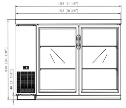 Dukers DBB60-H2 2 Door Bar and Beverage Cooler (Hinge Doors), 61.125" Wide