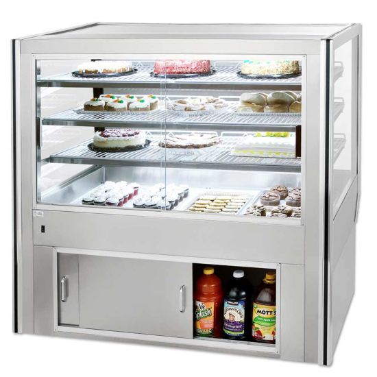 Leader Refrigeration NHBK77-D 77" Dry Non-Refrigerated High Bakery Display Case with 2 Doors and 3 Shelves