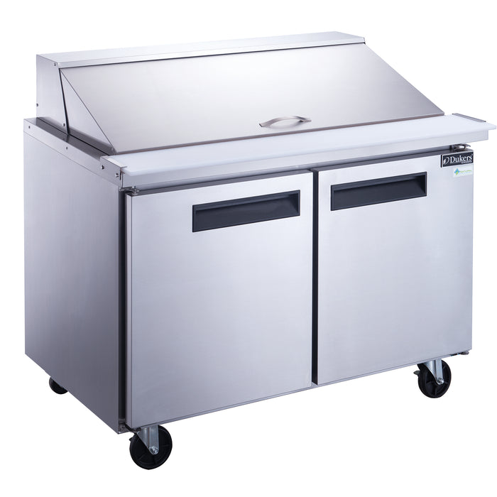 Dukers DSP48-18M-S2 2-Door Commercial Food Prep Table Refrigerator in Stainless Steel with Mega Top, 48.125" Wide