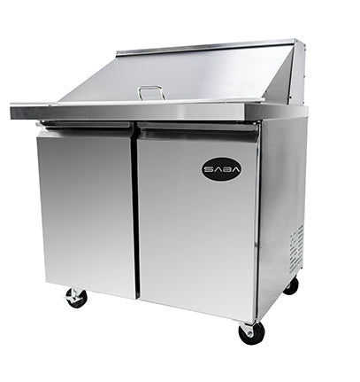SABA SPS-36-15M 36" Two Door Mega Prep Table with Pans Stainless Steel