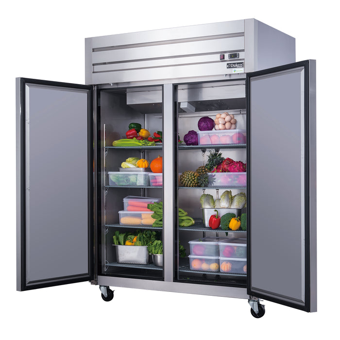 Dukers D55AR Commercial 2-Door Top Mount Refrigerator in Stainless Steel, 55.125" Wide