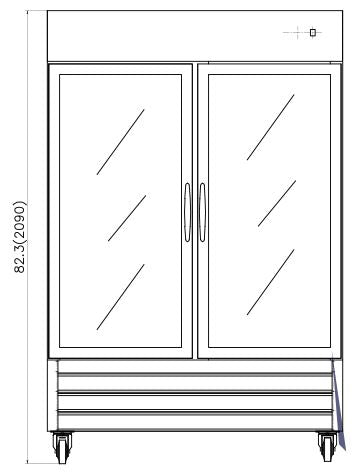 IKON IB54RG Double Glass Door Bottom Mount Refrigerator, 53.9" Wide, 43.9 Cu. Ft.