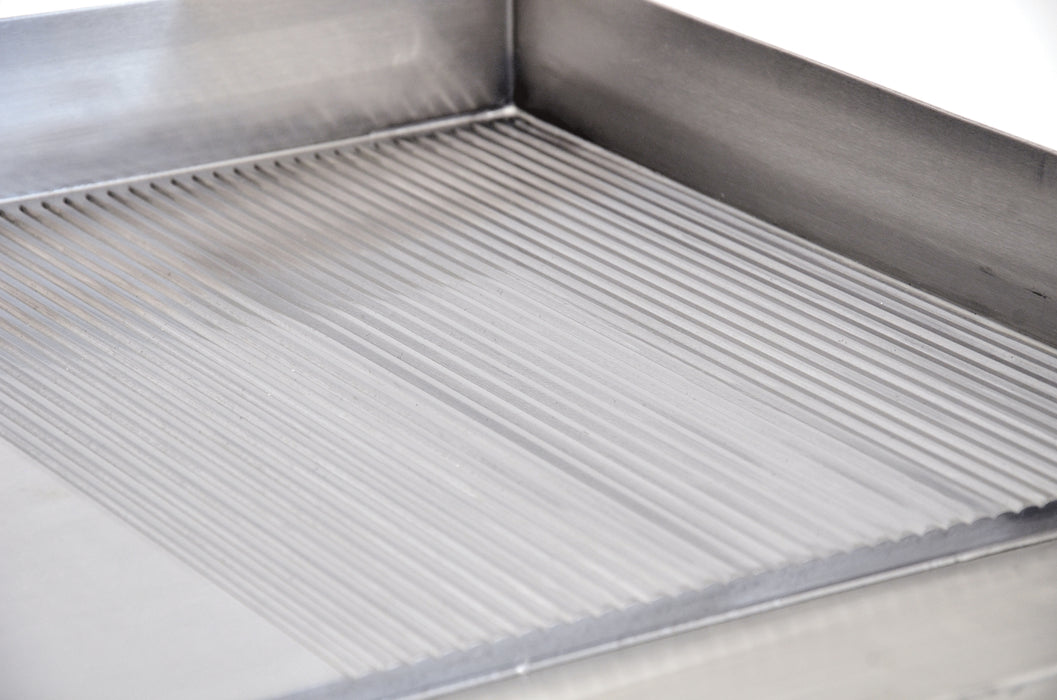 Omcan CE-CN-0610-FR Stainless Steel Griddle with Half-Smooth and Half-Ribbed Surface, item 41373
