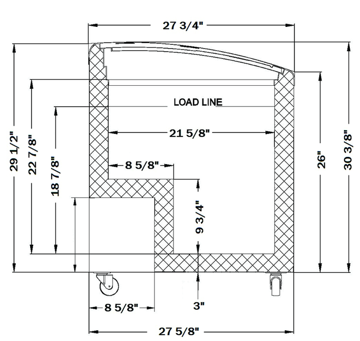 Excellence Industries MC-2HC 24 5/8" Curved Mini Display Freezer, 4.8 Cu Ft.