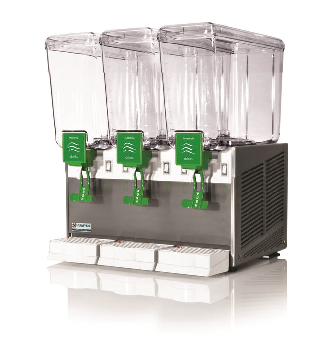 Ampto C1316 Beverage Dispenser With 3 Tanks, 2.4 Gallons Each, Made In Italy