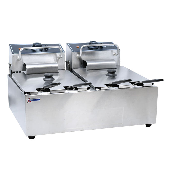 Omcan CE-CN-0012-D 220 V Double Table Top Electric Fryer, item 39372