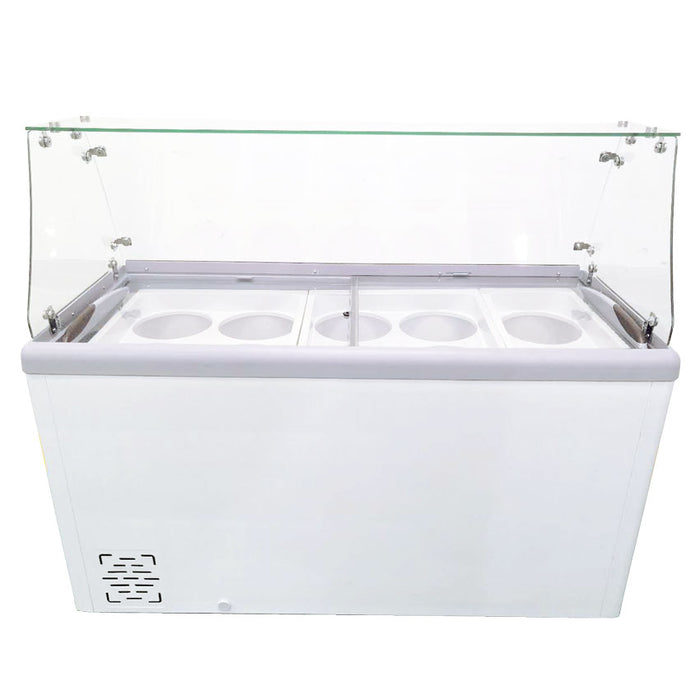 Omcan FR-CN-0460-S 60-inch Ice Cream Dipping Freezer with Flat Sneeze Guard, item 44589