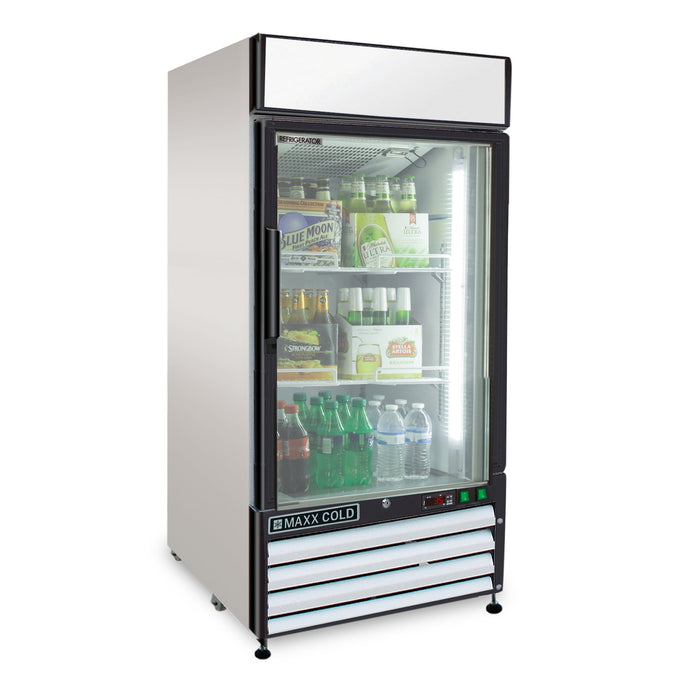 MXM1-12RHC Maxx Cold Single Door, Glass Door Refrigerator Merchandiser, White, 12 Cu ft