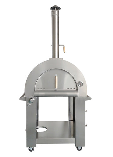 Omcan CE-CN-0098-WG Stainless Steel Wood Burning and Propane Pizza Oven 35,000 BTU, item 49113