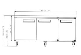 Dukers DUC72F 3-Door Undercounter Commercial Freezer in Stainless Steel, 72.25" Wide