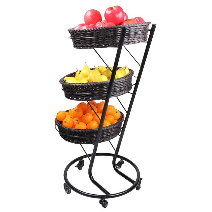 Omcan 3-Tier Black Display Stand with 5 Wheels, item 44294