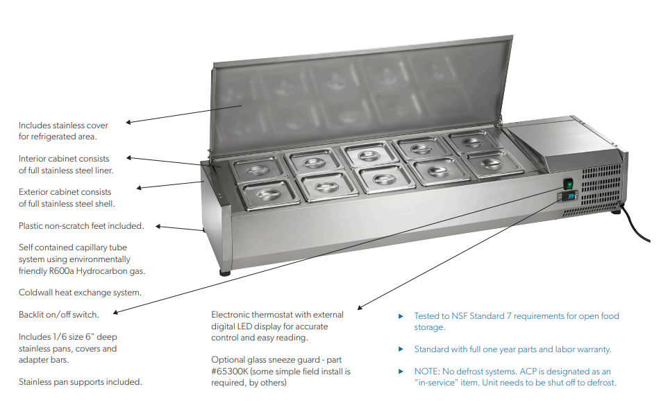 Arctic Air ACP55 55" Ten Pan Counter-Top Prep Unit
